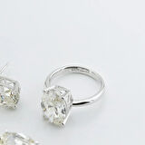 Oval Kesim Tek Taş Modeli  4,5ct 925 Ayar Gümüş Sky Diamond Set