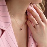 Renkli Swarovski Taşlı Oval Minimal Gümüş Set