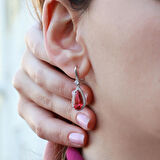 Lal Taşlı Damla Model Gümüş Takım