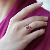 Lal Taşlı Damla Model Gümüş Takım