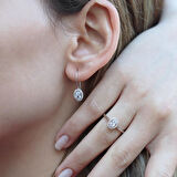 Zirkon Taşlı Mini Oval Montür Gümüş Takım