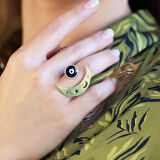 Ay Nazar Gold Kaplama Gümüş Yüzük 