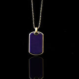 Plaka Mineli Oksitli Gümüş Erkek Kolye