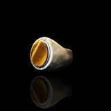 Oksitli Taşlı Gümüş Erkek Yüzük