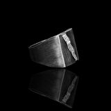 Dörtgen Taşlı Oksitli Gümüş Erkek Yüzük