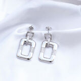 Dörtgen Taşlı Trend Gümüş Küpe