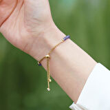 Safir Taşlı Asansörlü Gümüş Bileklik