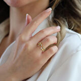 Taşlı Trend Ayarlanabilir Gold Gümüş Yüzük