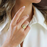 Apm Taşlı Gold Gümüş Yüzük