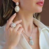 Okyanusun Kalbi Damla Sky Diamond Gümüş Set