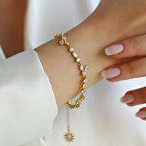 Pndr Taşlı Figürlü Gümüş Bileklik