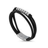 ARS141 Erkek Deri Çelik Bileklik