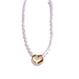 Kalp Gold Kaplama Gümüş İnci Kolye