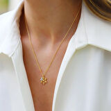 Kelebek Kar Tanesi Gold Gümüş Kolye