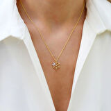 Kelebek Kar Tanesi Gold Gümüş Kolye