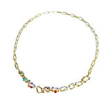 Renkli Taşlı Trend Zincir Gold Gümüş Kolye