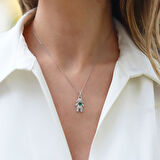 Kalpli Yeşil Zirkon Taşlı Silüet Gümüş Kolye