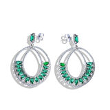 Yeşil Zirkon Taşlı Glamore Gümüş Küpe