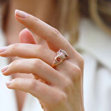 Kaplan Başlı Zirkon Taşlı Rose Gold Gümüş Set