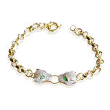 Kaplan Başlı Hallow Gold Gümüş Bileklik