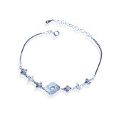 Sedefli Yonca Çiçek Gümüş Bileklik