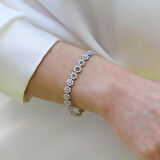 Yeşil Zirkon Taşlı Çiçek Su Yolu Gümüş Bileklik