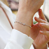 Mini Çiçek Zirkon Taşlı Gümüş Bileklik