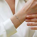 Mini Çiçek Zirkon Taşlı Gümüş Bileklik