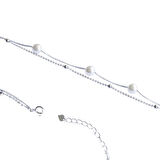 Çift Zincirli İncili Gümüş Bileklik