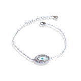 Renkli Taşlı Göz Modeli Gümüş Bileklik