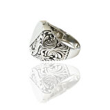 Yarı Desenli Oksitli Gümüş Erkek Yüzük