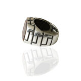 Kaplangözü Taşlı Desenli Gümüş Erkek Yüzük