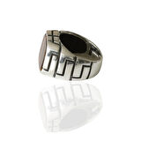 Kaplangözü Taşlı Desenli Gümüş Erkek Yüzük