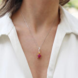 Kaplumbağa Doğaltaşlı Charm Gümüş Kolye