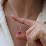 Kaplumbağa Doğaltaşlı Charm Gümüş Kolye