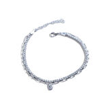 Çift Zincirli Kalpli Gümüş Bileklik