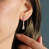 Baget Taşlı Sarkıt Modeli Gümüş Set