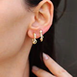 İnci Burgulu Gold Kaplama Gümüş Halka Küpe