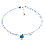 Göz Turkuaz İncili Gold Doğaltaşlı Gümüş Kolye