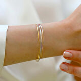 Ajda Modeli 3'lü Gold Gümüş Bileklik