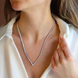 V Su Yolu 3mm Gümüş Kolye