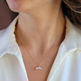 Kuyruklu Sedef Gold Gümüş Kolye