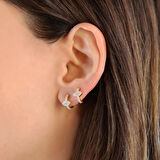 Mekik Halka Taşlı Gold Gümüş Küpe