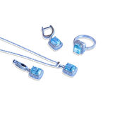 Mavi Icecut Taşlı Gümüş Set