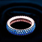 Nano Taşlı Rose Kaplama 3 Sıra Tamtur Gümüş Yüzük