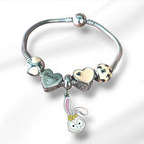 Rabbit Family Charm Çelik Bileklik