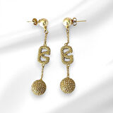 İnci Sallantılı Gold Çelik Küpe