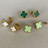 Yonca Üçlü Gold Çelik Kombin Küpe