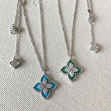 Yonca Mineli İkili Çelik Kolye 