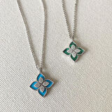 Yonca Mineli İkili Çelik Kolye 